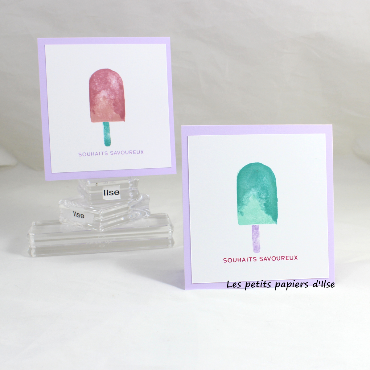 Photo des mini-cartes aux glaces colorées